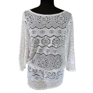 Ralph Lauren Crochet Lace White Drawstring Bathing Suit Cover-up size Small
